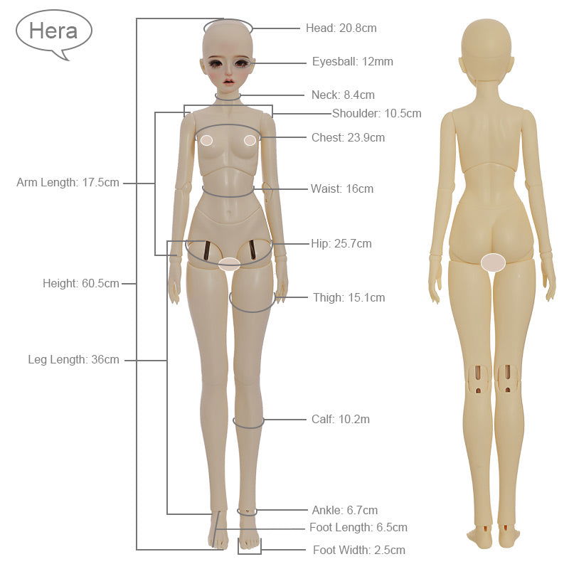 1/3 bjd doll 60.5cm, Hera, full set - cutebjddolls