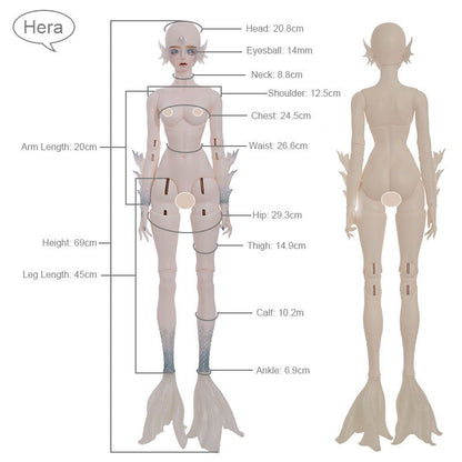 1/3 bjd doll 69cm, Mermaid Hera, full set - cutebjddolls