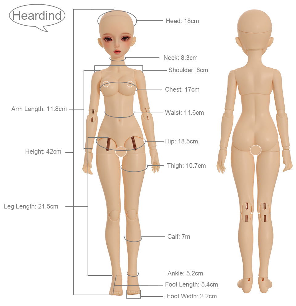 1/4 bjd doll 42cm, Heardind, full set - cutebjddolls