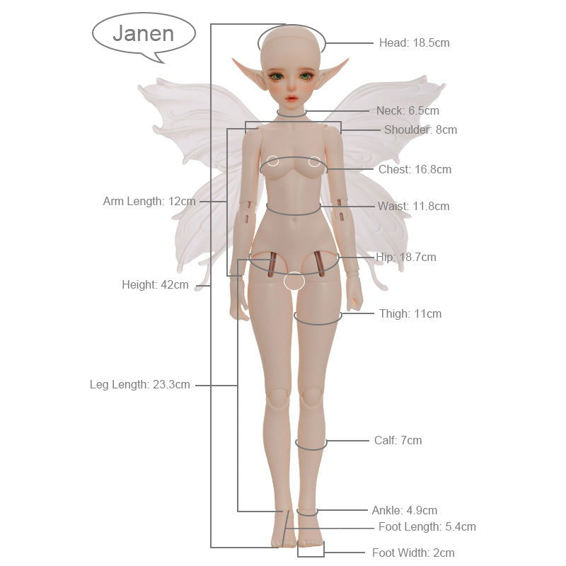 1/4 bjd doll 42cm, Janen, full set - cutebjddolls